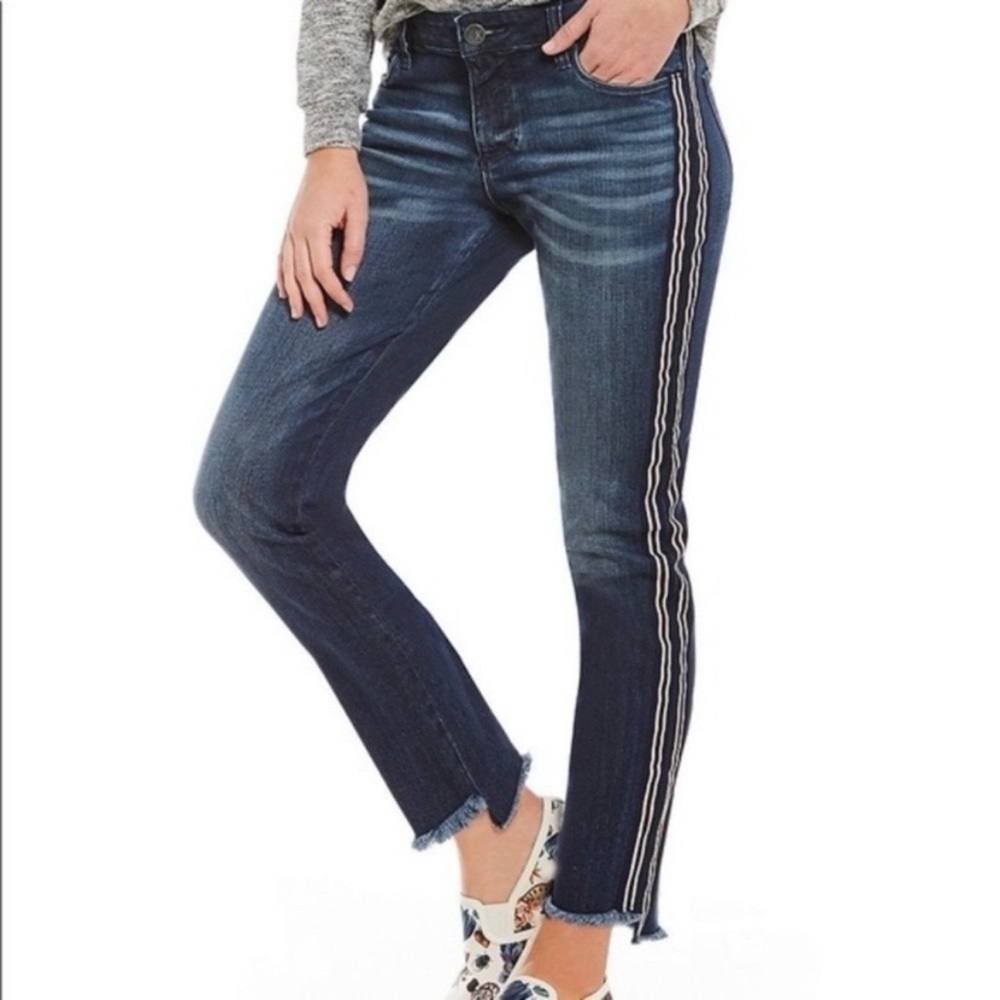 Kut from the Kloth Reese Ankle Straight Leg Jeans Side Stripe size 6